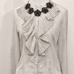 Boutique Polka Dot Ruffle Blouse Shirt Top